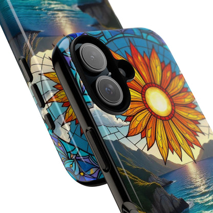 Colorful Floral Phone Case with Stained Glass Design, Nature Lover Gift, Sturdy Phone Cover, Unique Tech Accessory, Bright Spring Vibe