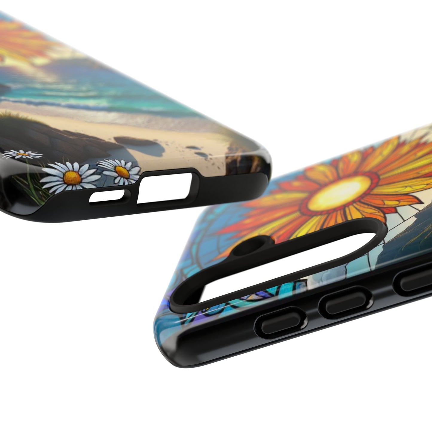 Colorful Floral Phone Case with Stained Glass Design, Nature Lover Gift, Sturdy Phone Cover, Unique Tech Accessory, Bright Spring Vibe