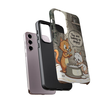 Cute Cat Phone Case - You Are Looking So Drippy, Pet Lover Gift, Animal Lover, Fun Phone Accessory, Whimsical Design