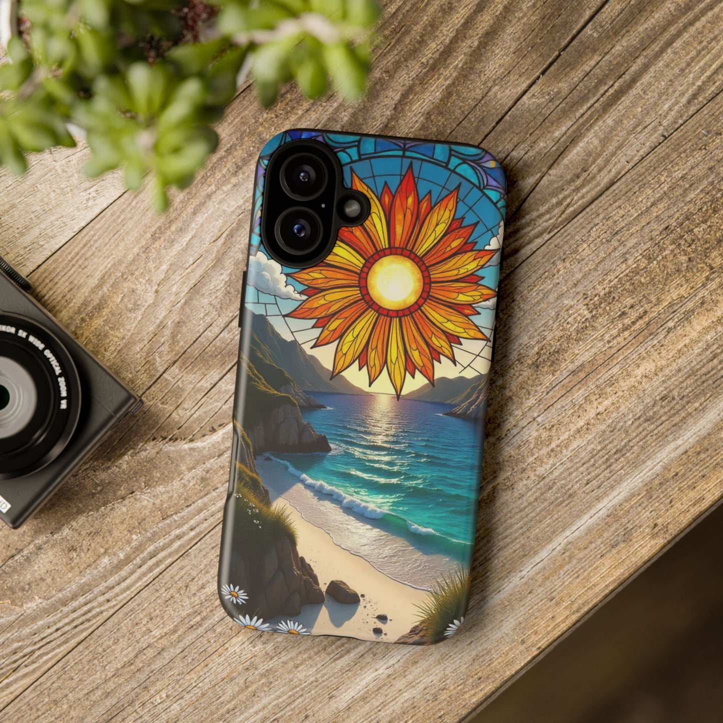 Colorful Floral Phone Case with Stained Glass Design, Nature Lover Gift, Sturdy Phone Cover, Unique Tech Accessory, Bright Spring Vibe