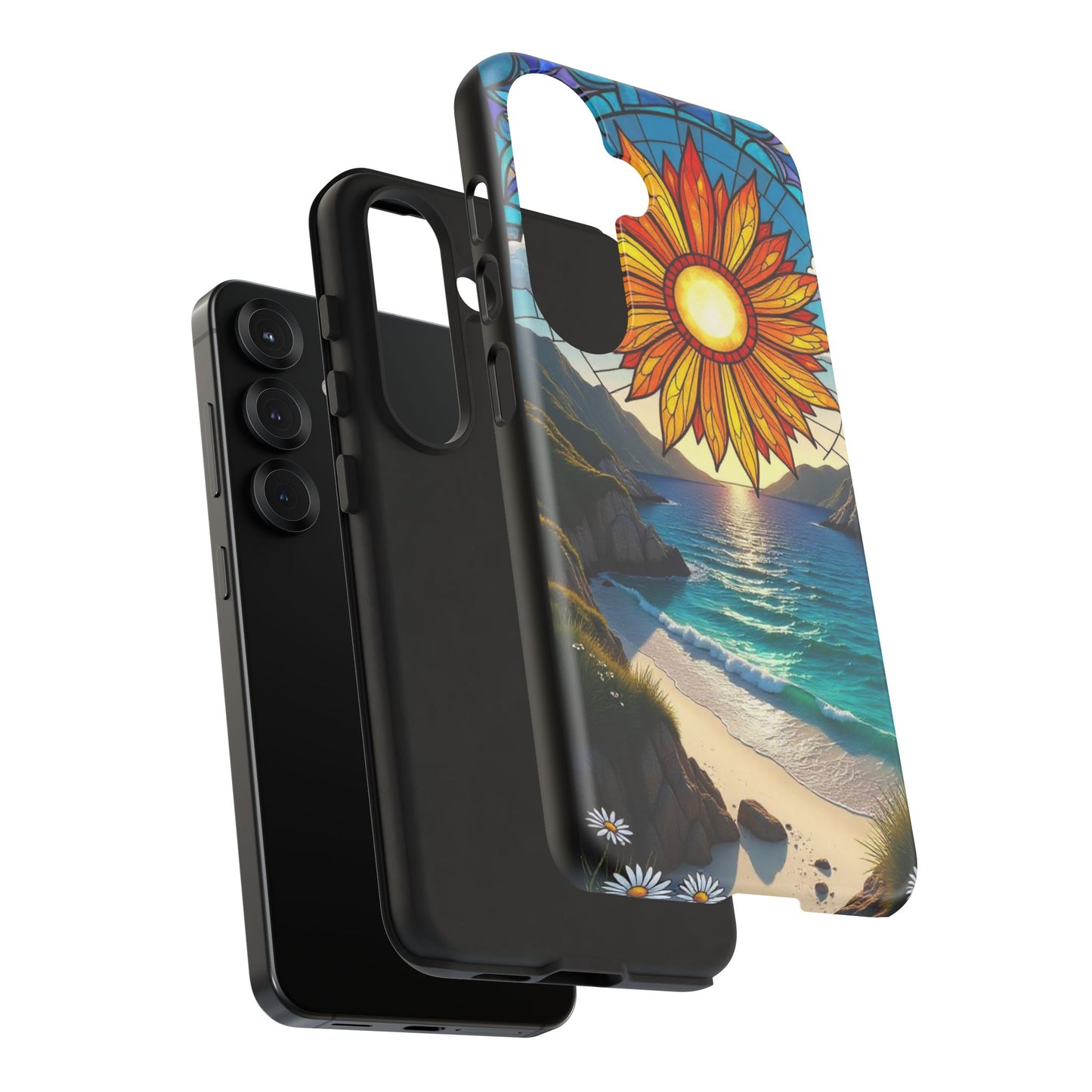 Colorful Floral Phone Case with Stained Glass Design, Nature Lover Gift, Sturdy Phone Cover, Unique Tech Accessory, Bright Spring Vibe