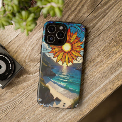 Colorful Floral Phone Case with Stained Glass Design, Nature Lover Gift, Sturdy Phone Cover, Unique Tech Accessory, Bright Spring Vibe