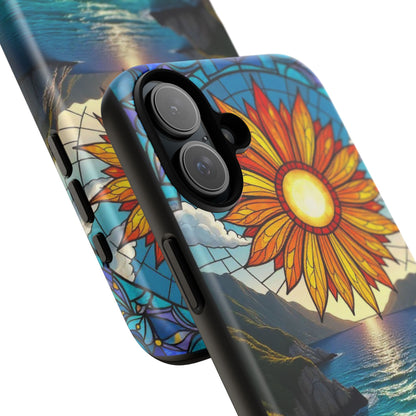 Colorful Floral Phone Case with Stained Glass Design, Nature Lover Gift, Sturdy Phone Cover, Unique Tech Accessory, Bright Spring Vibe