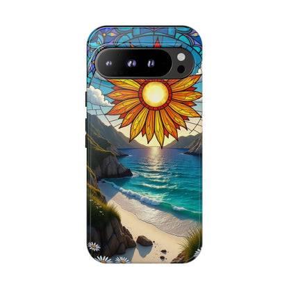 Colorful Floral Phone Case with Stained Glass Design, Nature Lover Gift, Sturdy Phone Cover, Unique Tech Accessory, Bright Spring Vibe