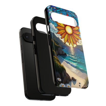 Colorful Floral Phone Case with Stained Glass Design, Nature Lover Gift, Sturdy Phone Cover, Unique Tech Accessory, Bright Spring Vibe