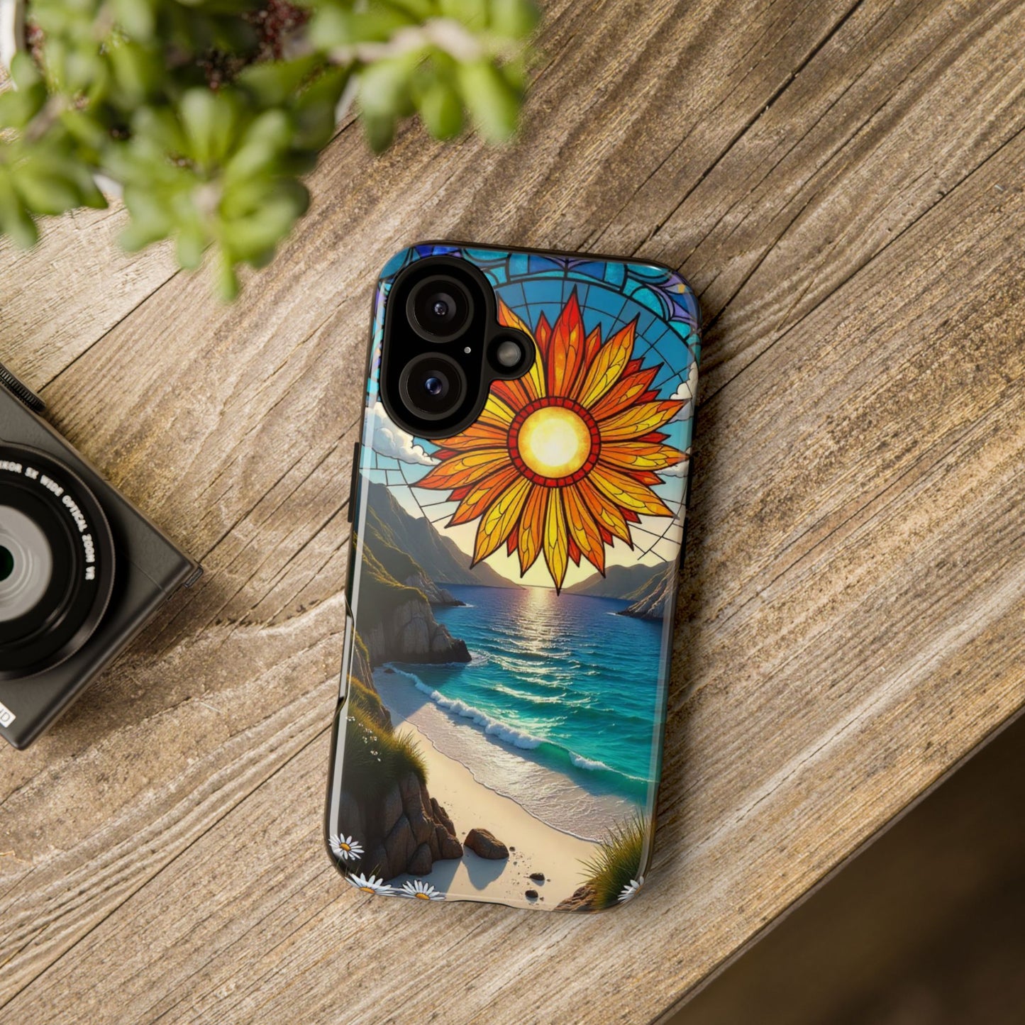 Colorful Floral Phone Case with Stained Glass Design, Nature Lover Gift, Sturdy Phone Cover, Unique Tech Accessory, Bright Spring Vibe