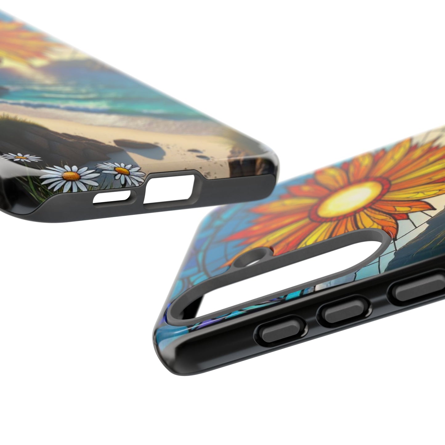 Colorful Floral Phone Case with Stained Glass Design, Nature Lover Gift, Sturdy Phone Cover, Unique Tech Accessory, Bright Spring Vibe