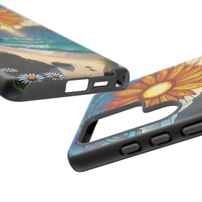 Colorful Floral Phone Case with Stained Glass Design, Nature Lover Gift, Sturdy Phone Cover, Unique Tech Accessory, Bright Spring Vibe