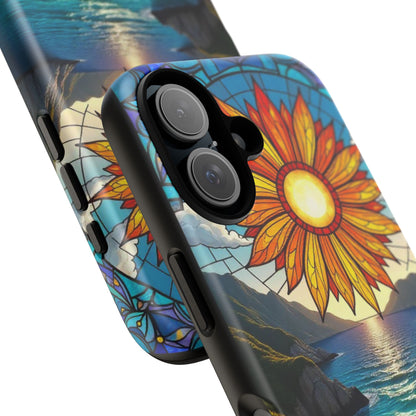 Colorful Floral Phone Case with Stained Glass Design, Nature Lover Gift, Sturdy Phone Cover, Unique Tech Accessory, Bright Spring Vibe