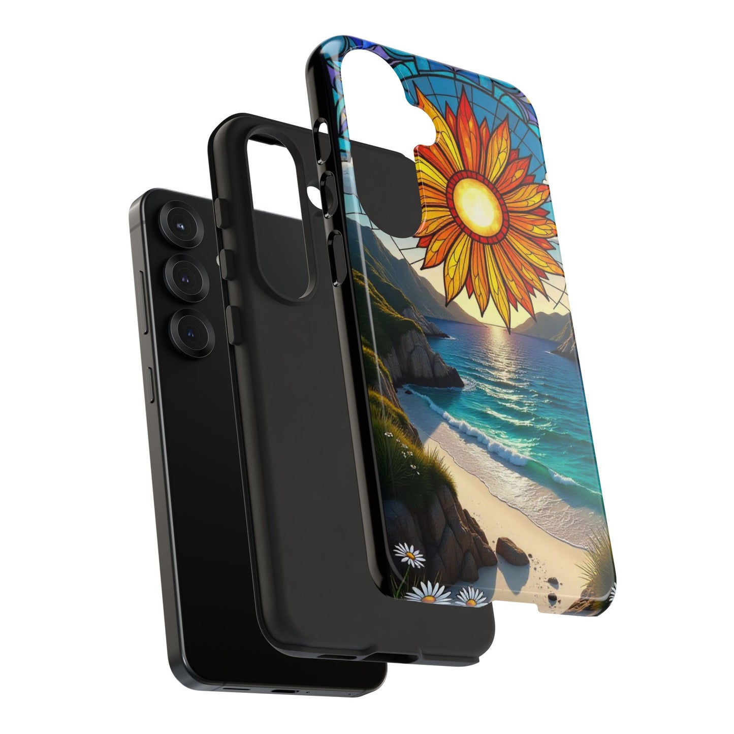 Colorful Floral Phone Case with Stained Glass Design, Nature Lover Gift, Sturdy Phone Cover, Unique Tech Accessory, Bright Spring Vibe