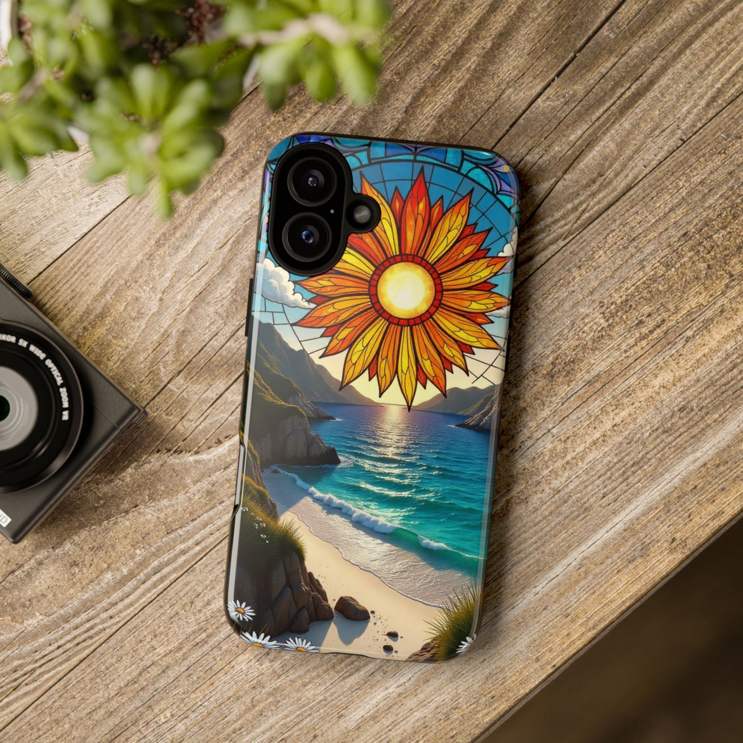 Colorful Floral Phone Case with Stained Glass Design, Nature Lover Gift, Sturdy Phone Cover, Unique Tech Accessory, Bright Spring Vibe