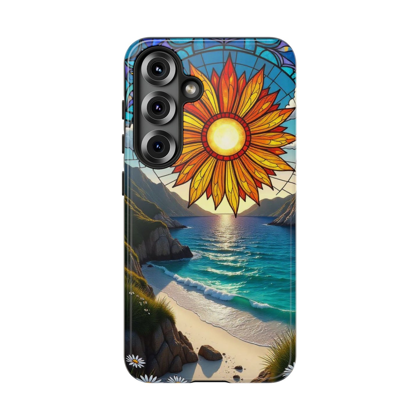 Colorful Floral Phone Case with Stained Glass Design, Nature Lover Gift, Sturdy Phone Cover, Unique Tech Accessory, Bright Spring Vibe