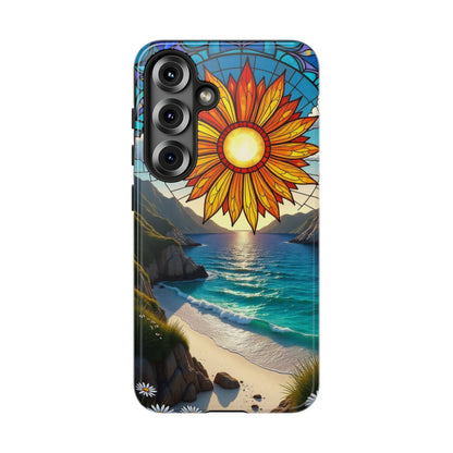 Colorful Floral Phone Case with Stained Glass Design, Nature Lover Gift, Sturdy Phone Cover, Unique Tech Accessory, Bright Spring Vibe