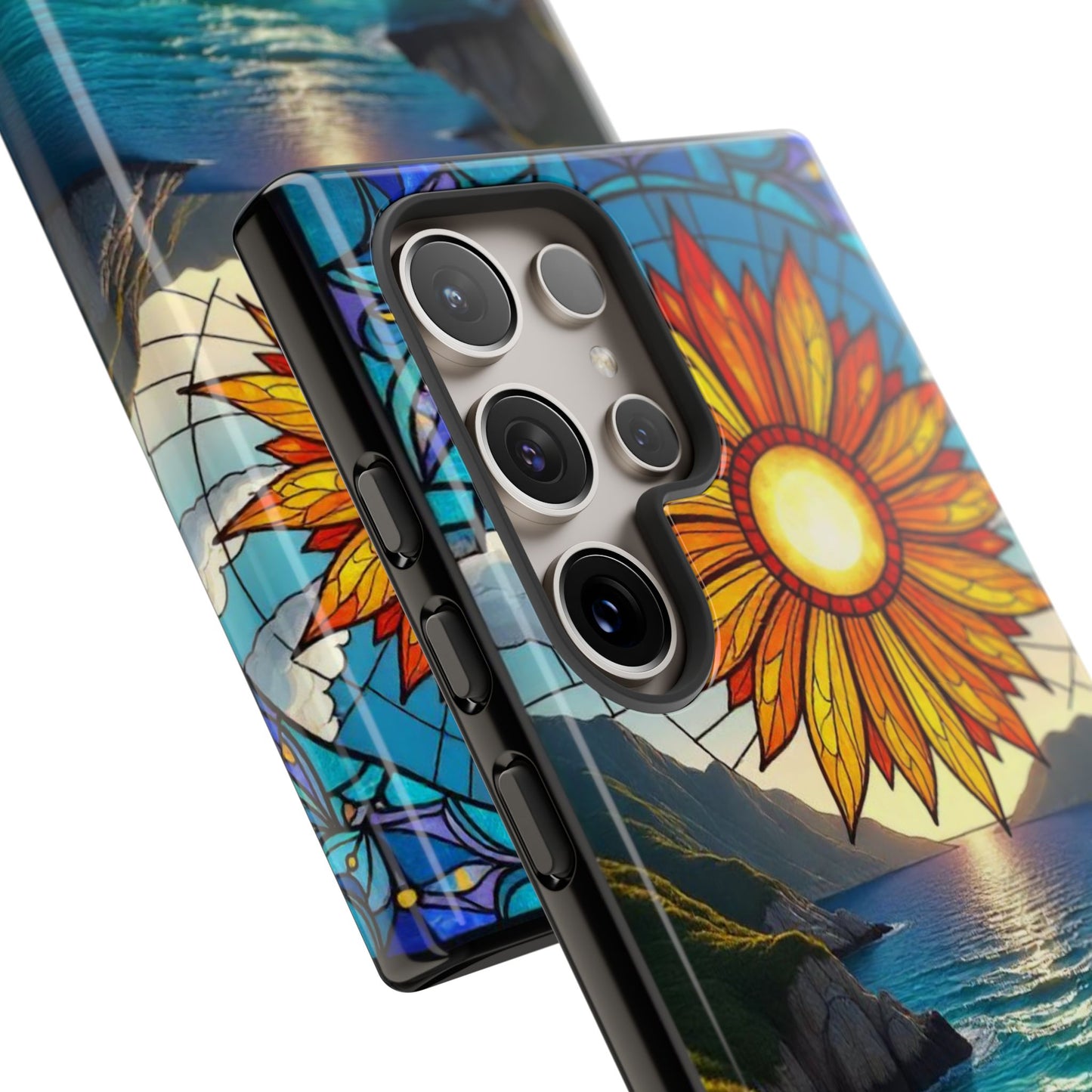 Colorful Floral Phone Case with Stained Glass Design, Nature Lover Gift, Sturdy Phone Cover, Unique Tech Accessory, Bright Spring Vibe